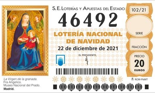 Número 46492 loteria Nacional