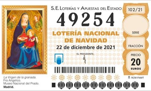 Número 49254 loteria Nacional
