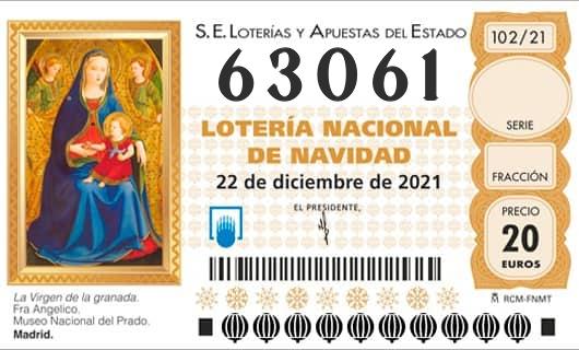 Número 63061 loteria Nacional