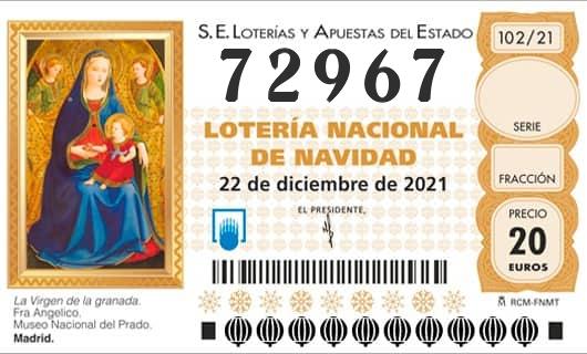 Numero 72967 loteria Nacional