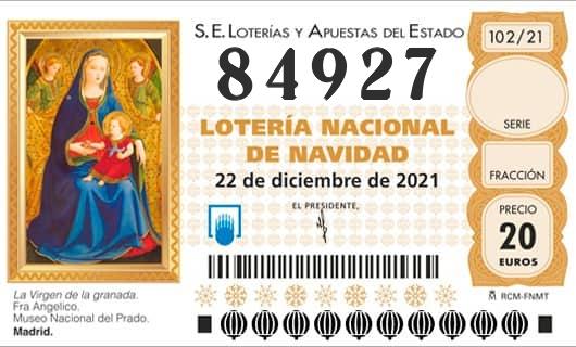 Número 84927 loteria Nacional