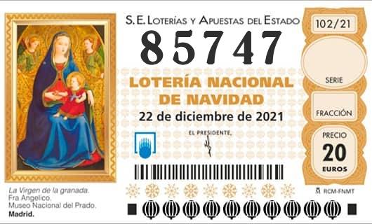 Numero 85747 loteria Nacional