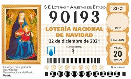 Número 90193 loteria Nacional