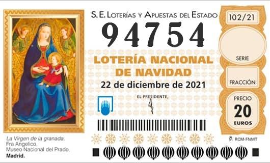 Número 94754 loteria Nacional